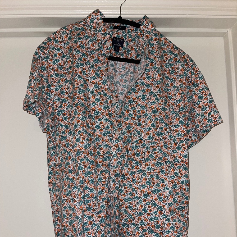 J Crew Floral Short Sleeve Button Up